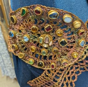 Vintage Metal Belt Multicolor Gemstone Statement. From 1970 Off The Runway.